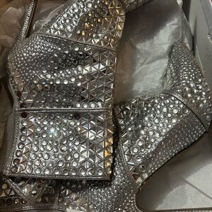 Steve Madden Glittering Silver Rhinestone Boots